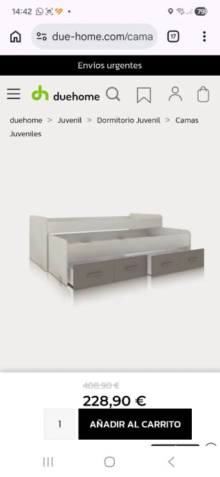 Cama nido con cajones y segunda cama