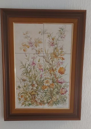 Cuadro Cerámica Pintado a Mano Flores