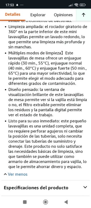 Lavavajillas de sobremesa compacto