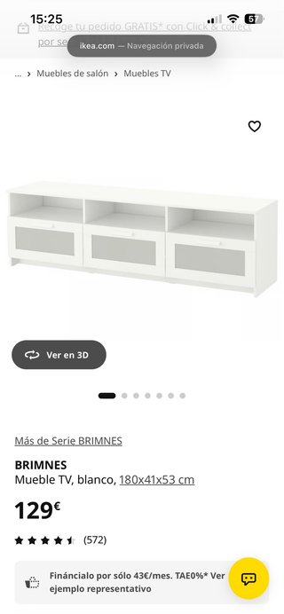 Mueble TV BRIMNES Ikea Blanco