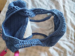 Bikini Crochet Azul y Blanco Talla Única
