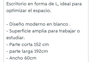 Escritorio esquinera blanco