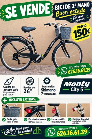 Bici Monty City 5 Mujer 26 7v 150€