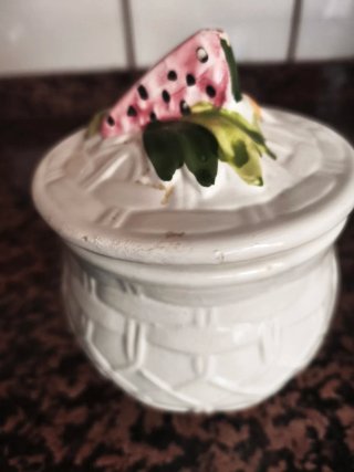 Azucarera de cerámica decorada