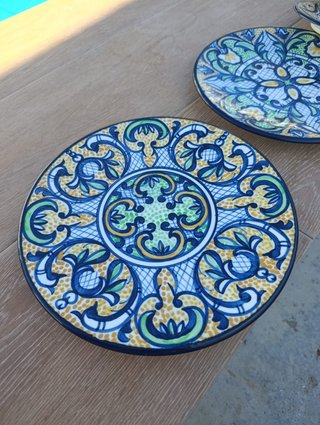 Set 5 platos cerámica pintados a mano decorativos