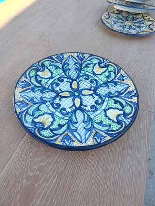 Set 5 platos cerámica pintados a mano decorativos