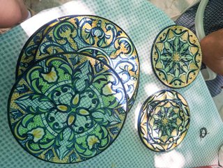 Set 5 platos cerámica pintados a mano decorativos