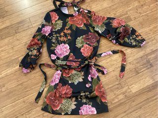 Vestito donna fantasia floreale nero
