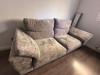 Sofá Cama 3 Plazas Beige/Gris Terciopelo