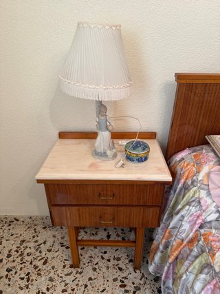 Mesita de noche madera y mármol