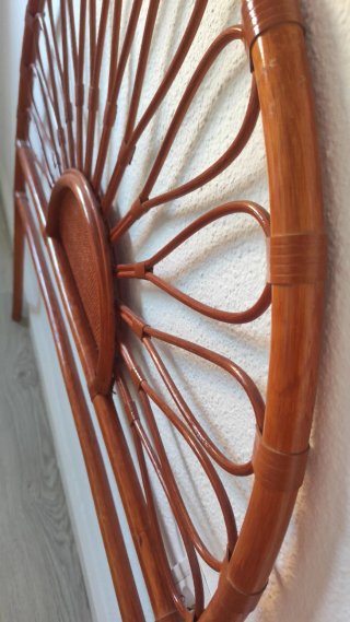 Cabezal de cama, mimbre, cama 90,