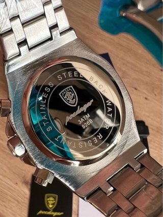 Reloj Poedagar Aok Cronómetro Plata Negro