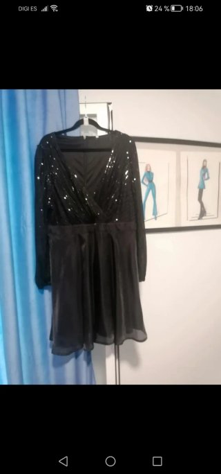 Vestido de fiesta negro lentejuelas