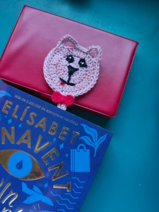 Puntos de página a crochet,gatito rosa,