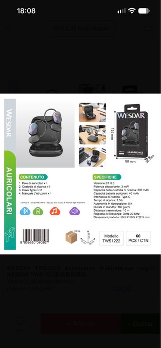 Auriculares WESDAR TWS1222 Nuevos