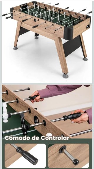 Futbolín de madera.