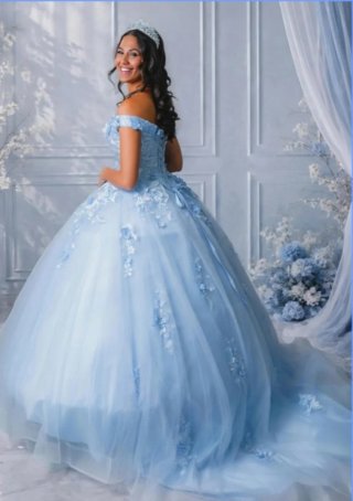 Vestido Quinceañera Azul + Enagua