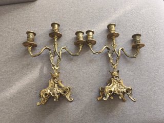 Conjunto Reloj y Candelabros Bronce