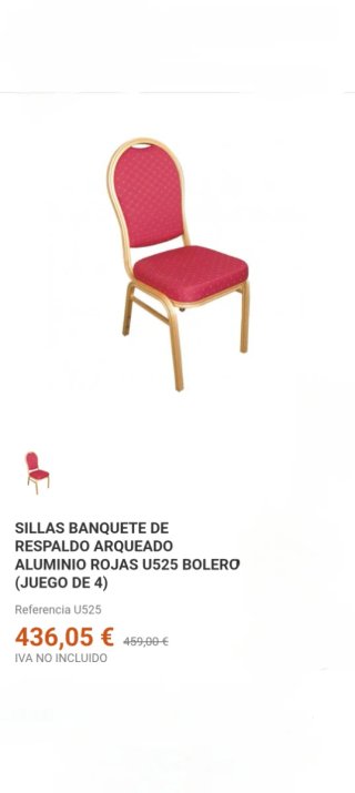 Juego 6 sillas de salón rojas