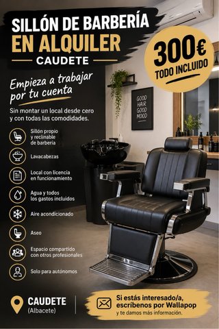 ALQUILER SILLÓN BARBERÍA/PELUQUERÍA – CAUDETE