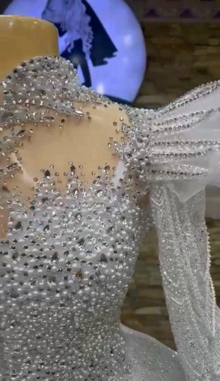 Vestido de Novia Plateado y Blanco