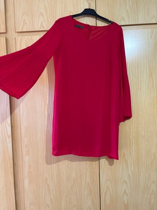 Vestido rojo manga acampanada