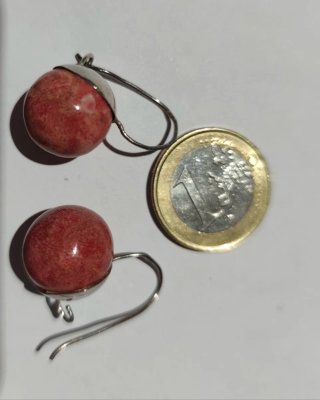 Pendientes Plata 925 Coral Rojo