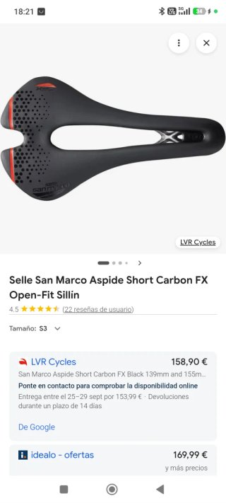 Sillín Selle San Marco Aspide Short Carbon FX