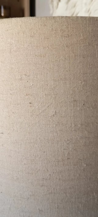 Lámpara Vidrio Azul y Pantalla Lino Beige