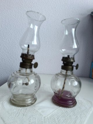 2 Candiles decorativos de cristal y metal