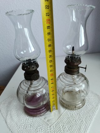 2 Candiles decorativos de cristal y metal