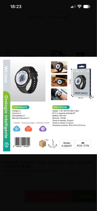 Smartwatch WESDAR K-092WT  Llamadas y Pantalla