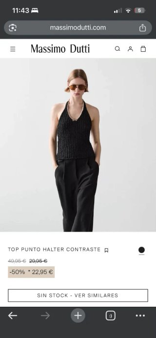 Top Massimo Dutti Halter Negro M