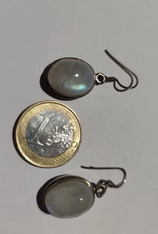 Pendientes Plata Ovalados Piedra Luna