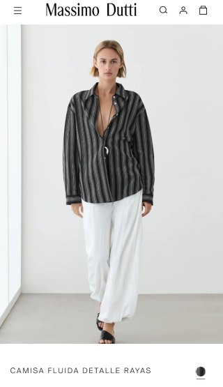 Camisa Rayas Negra Massimo Dutti Talla XS