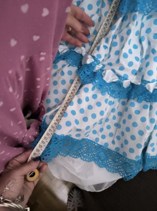 Vestido Flamenca Niña Azul y Blanco