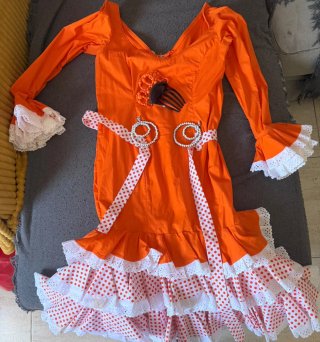 Vestido de gitana naranja y blanco