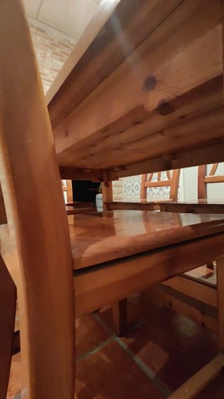 Mesa de madera maciza comedor, como nuevo, 6 silla