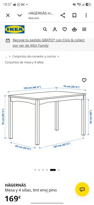 Mesa y 4 Sillas IKEA
