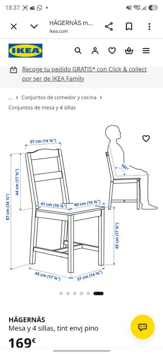 Mesa y 4 Sillas IKEA