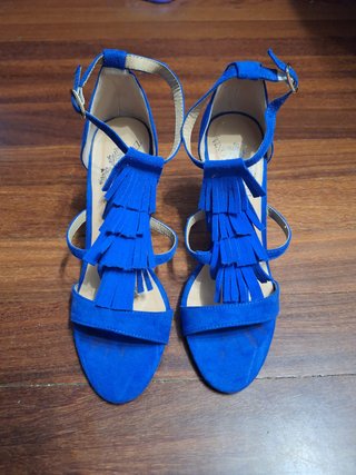 Sandalias Tino González Azul con Flecos