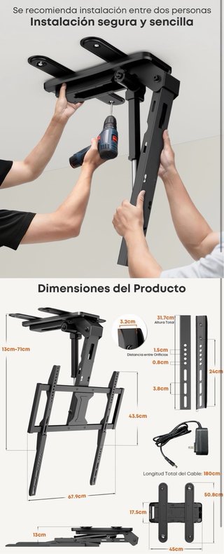 Soporte TV Techo Electrico 37-75 Pulgadas