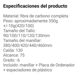 Manillar Carbono Carretera + Accesorios