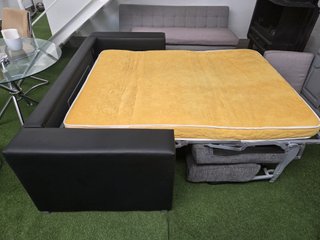 Sofá Cama Polipiel y Tela Negro/Gris