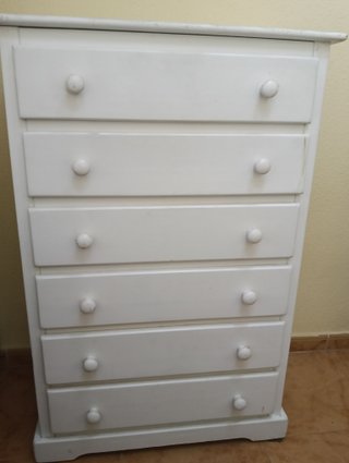 Cómoda 6 cajones madera blanca
