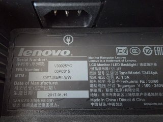 Monitor Lenovo T2424PA con cables