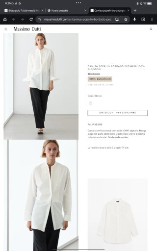 Blusa Massimo Dutti Blanca Bordada XS