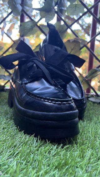 Mocasines Zara Plataforma Negros Talla 39