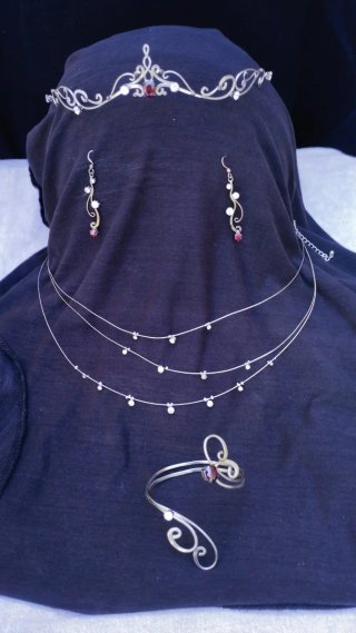 Conjunto Joyas Medievales Boda Tiara Pendientes
