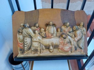 ÚLTIMA CENA ARTE SACRO ESCULTURA VINTAGE ANTIGUA